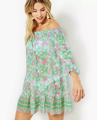 NWT Lilly Pulitzer Maribeth Botanical Green Just Wing It Coverup Dress Size L