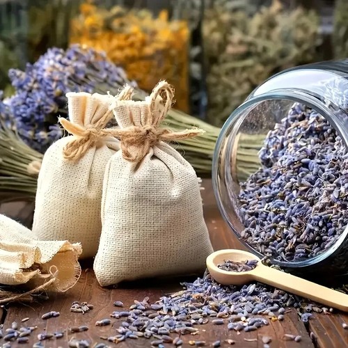 Confezione 2 Cuscini a Strisce Egiziane Qualità Hotel E 5 Sacchetti Profumati Secchi Lavanda - Foto 5 di 11