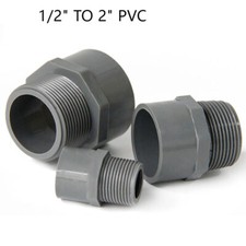 1/2" to 2" PVC Nipples Threaded Pipe Fittings Connector BSP Male Adapter Grey