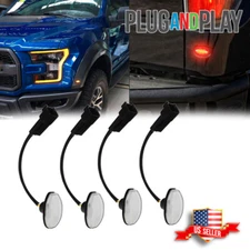 For 2010-2014 Ford F150 Raptor Clear Front Amber Rear Red LED Side Marker Lights
