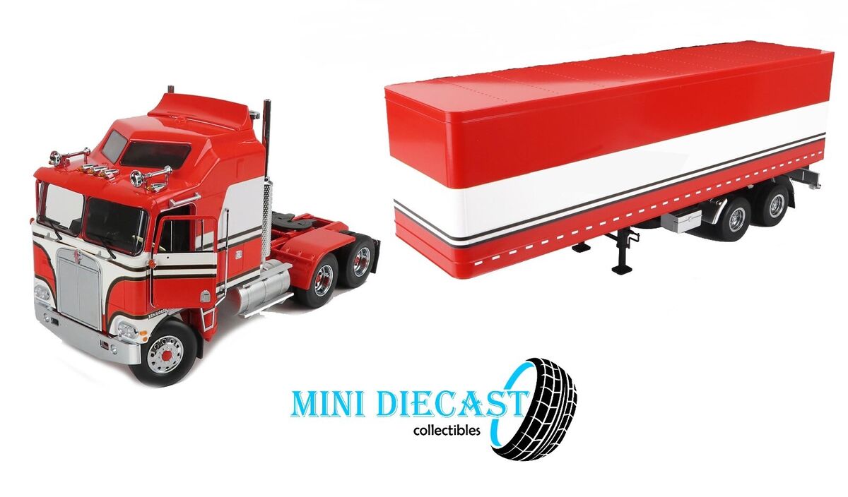 1976 KENWORTH K100 AERODYNE TRUCK & TRAILER RED & WHITE 1:18 1976 KENWORTH K100 AERODYNE TRUCK & TRAILER RED & WHITE 1:18