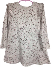 Girl's Tucker + Tate Sweatshirt Dress Sz 3 Polka Dots Long-Sleeve Ruffled A-Line