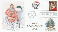 SALVADOR DALI - SANTA WITH DRAWERS 1948- CHRISTMAS TREE 1959  FDC- DWc  CACHET