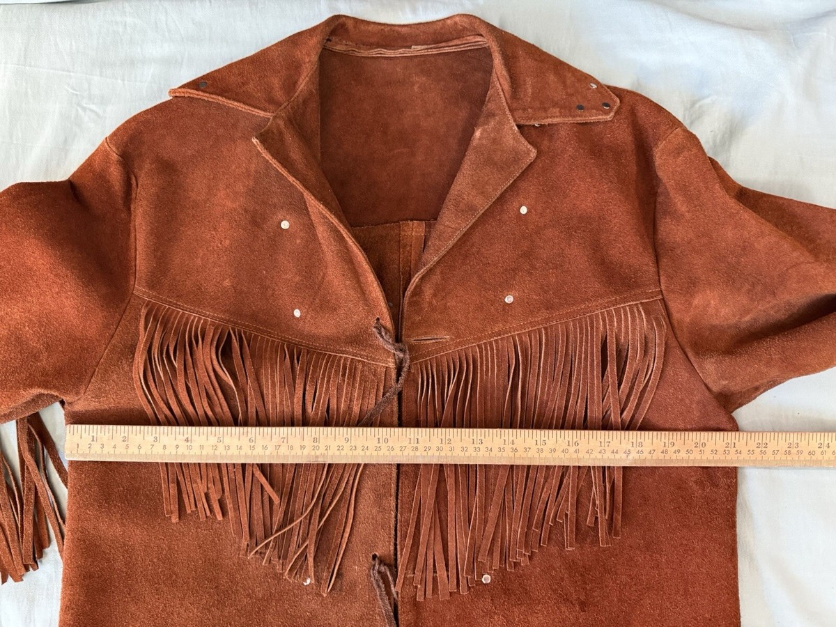 Western Fringe Jacket Handmade Men's M/L or Women's L/XL Suede