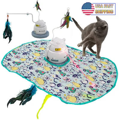 5 STAR SUPER DEALS Interactive Cat Laser & Motion Toy 4 Cat Games 3 Speeds Hide & Seek Moving Wand