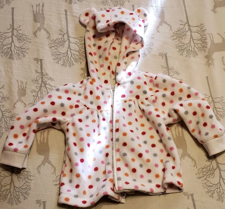 Old Navy Infant Baby Girl polka dots Fleece Hoodie Bear Ears