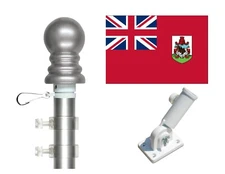 Bermuda 3'x5' Polyester Flag & Spinner Flagpole Set w/Adjustable Bracket