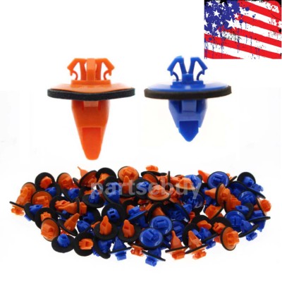 Set of 50 Orange Nylon Fender Retainer Clips w// Sealer For Toyota 75395-35070