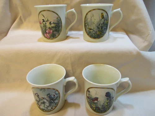 LENOX Catherine McClung Nature's Collage Porcelain Mugs Set of 4