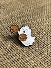 Halloween Ghost with Pom Poms Lapel Pin