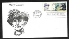 #2181 23c Mary Cassatt -American Impressionist- FDC + #1322 "The Boating Party"