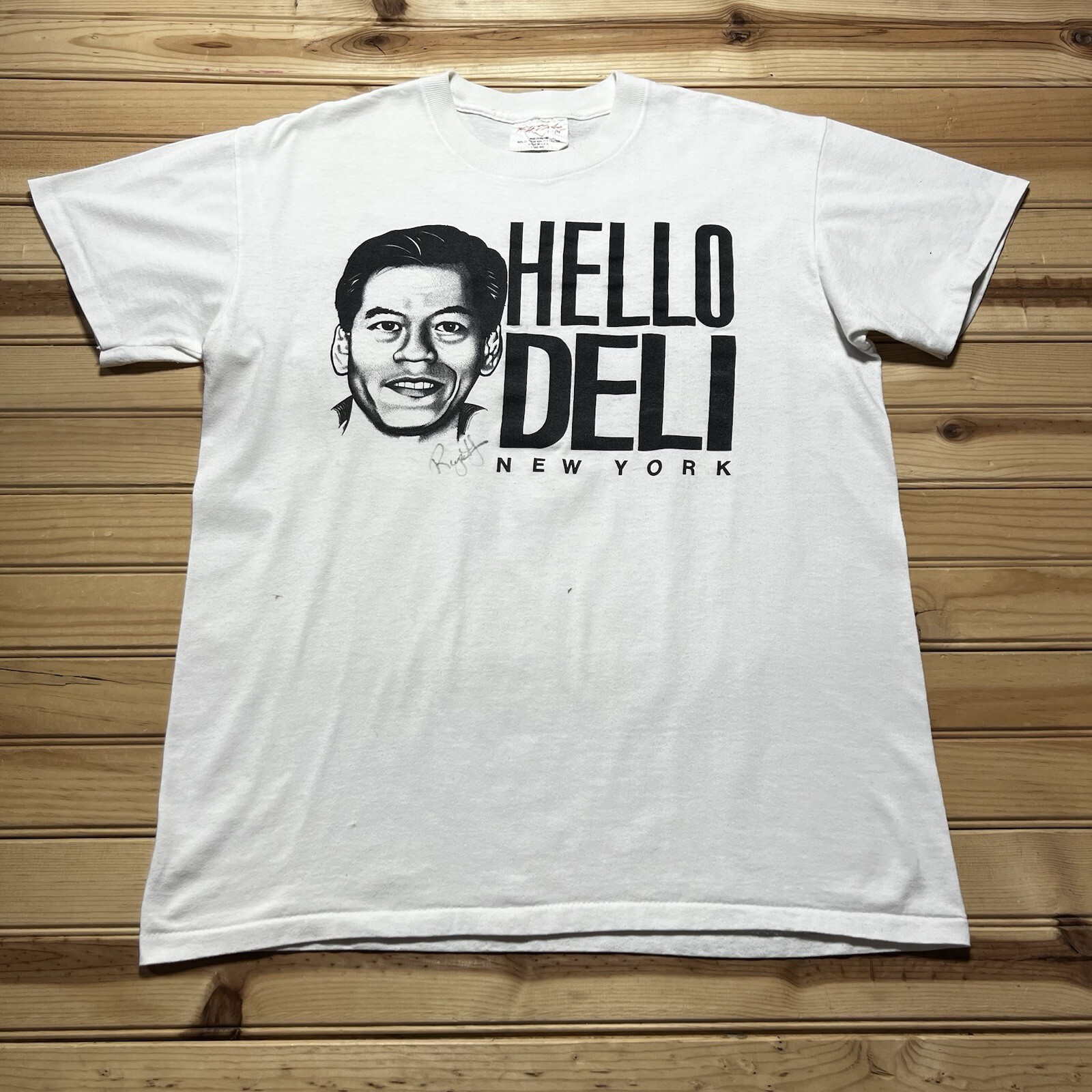 Vintage 1995 David Letterman Hello Deli New York Rupert Jee Signed Shirt - Large
