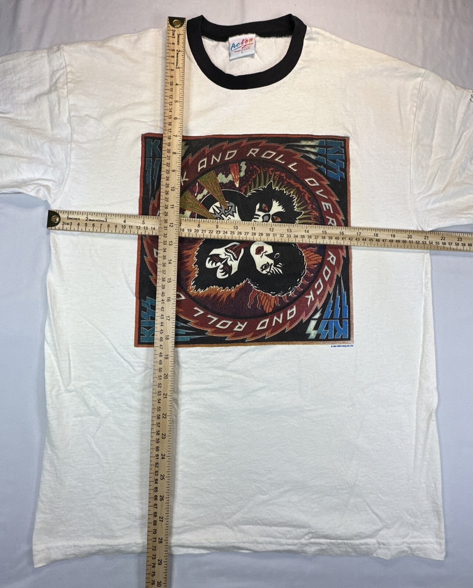 Vintage Sz L Kiss Rock And Roll Over Ringer Band T-Shirt 1994 90s