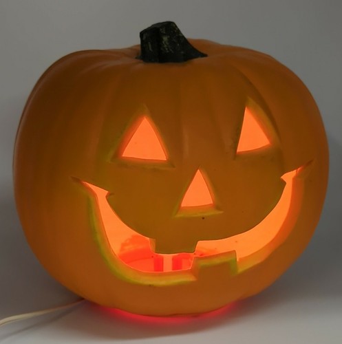 Halloween Decor Gemmy Industries Foam Pumpkin JOL Lighted Blow Mold 8 1 ...