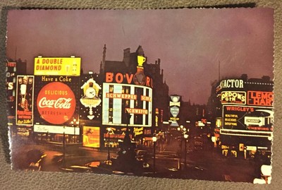 Vtg. Coca Cola Schweppes Sign Postcard Piccadilly Circus Westminster England B7