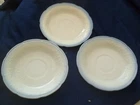 Anchor Hocking   Saucers Alice Pattern  Ribbed Back Blue & White Vitrock Lot 3