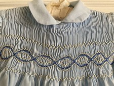 Vtg 1950s Cotton Smocked Toddler Dress Mrs Feld Made In Italy 12 mo