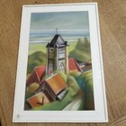 Tableau pastel signé j. Joubert.Clocher normand. Normandie