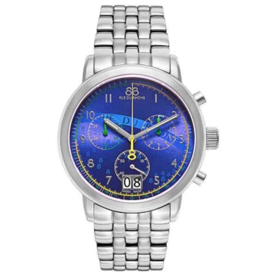 88 RUE DU RHONE CHRONOGRAPH DATE PURPLE DIAL ST.STEEL MEN'S WATCH 87WA140033 NEW