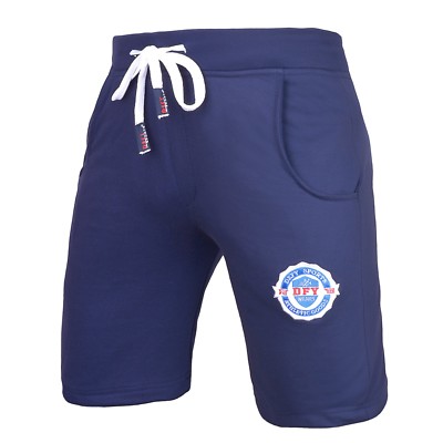 DEFY Men s Premium Terry Cotton Active Casual Gym Running Shorts - New Navy Blue
