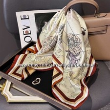 Sallys Boutique 14 Momme Twill Silk Animals Print Double Face Necktie Scarf 65cm