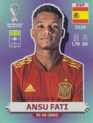 Panini Sticker World Cup 2022 No. ESP 17: Ansu Fati Espana Image NEW PRODUCT Qatar