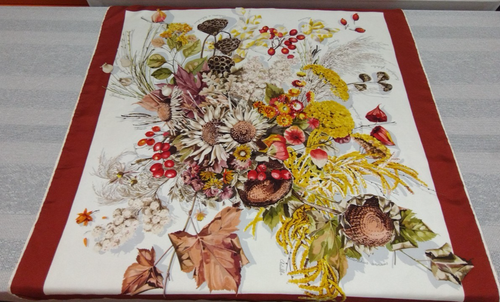Vintage Large Silk Scarf Mantero Collection N. 8 Hand Rolled Edges FALL BOUQUET