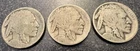 Buffalo Nickels - Set of 3 - 1916 P, 1918 P, 1919 P - Free Shipping