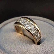 2 Ct Round Cut White Moissanite Men's Wedding Ring 14K Yellow Gold Plated