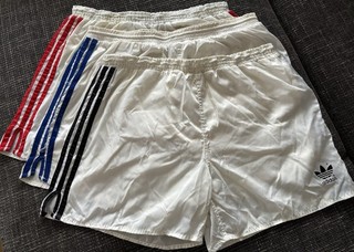 3x: ADIDAS RETRO SHORT Nylon XL 80er Soccer Fußball weiß schwarz blau rot 28207