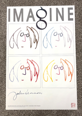UK初回John Lennon Imagine大ポスターポストカード付完品 John Lennon IMAGINE Limited Edition Hand Silk Screen Lithograph