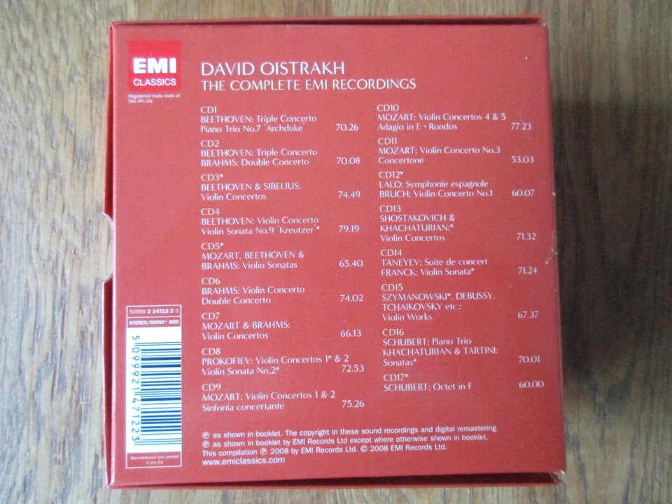 David Oistrakh - Complete EMI Recordings / Oistrakh / EMI 2 14712 2 Ed2 17CD '08 - Image 4 of 4