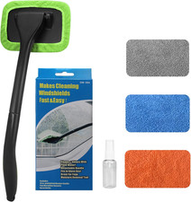 Car Windshield Cleaner Tool 180  Swivel Extendable Handle w/ Microfiber Pads