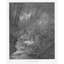 GUSTAVE DORE The Storm In The Forest (Atala) - Antique Print c1880