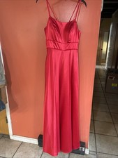 Blood Red Satin Slit Evening Gown Pageant Special Occasion Bridesmaid Dress
