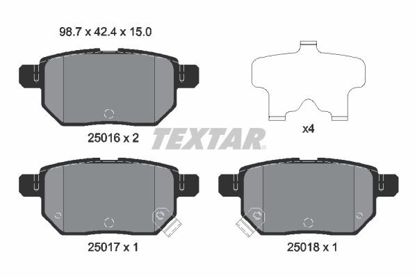 Rear Brake Pad Set Fits Aston Martin Lexus Subaru Toyota Textar 2501601
