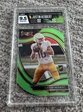 2020 Select Justin Herbert #344 Die-Cut Neon Green Prizm HGA 9.5 Gem Mint RC