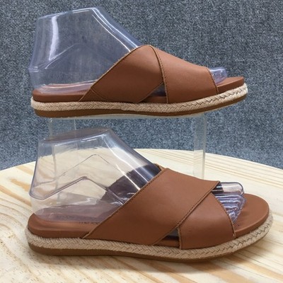 Adam Tucker By Mee Too Sandals Womens 6.5M Reeta6 Slide Brown Leather K211305
