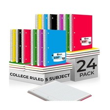 Rosmonde Bulk Spiral Notebook 24 Pack, 5 Subject, 300 Pages/Book 150 Sheets ...