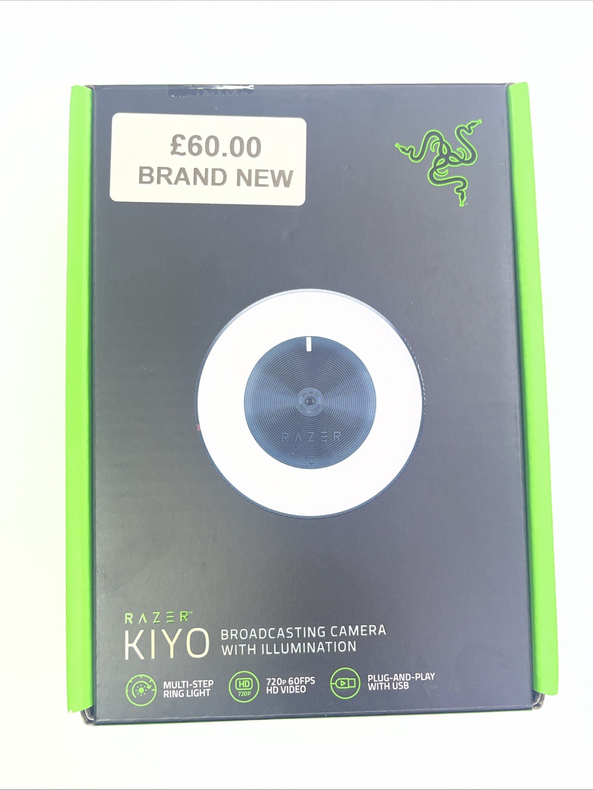Razer Kiyo Streaming USB HD Camera Webcam with Ring Light, 720p 60 FPS - VGC