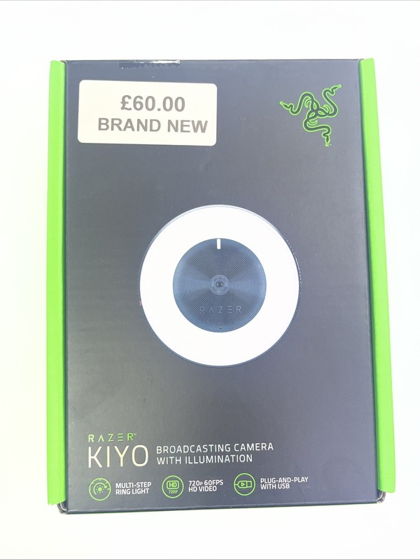 Razer Kiyo Streaming USB HD Camera Webcam with Ring Light, 720p 60 FPS - VGC