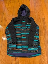 Burton Jacket Boys X-Small 6/7 Black Stripe Covert Insulated Hooded Snowboard