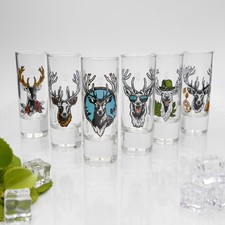 Bicchiere da Shottino Set 6 Pz. Con Cervo Design 2cl 4cl Dono 7 Varianti Scelta