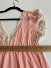 Vintage 70s JC Penney S Long Nylon Nightgown Peach Lace