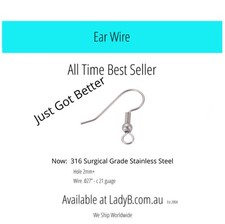 Ear Wire French Hook 100 x French Wire - Ball Coil - STST
