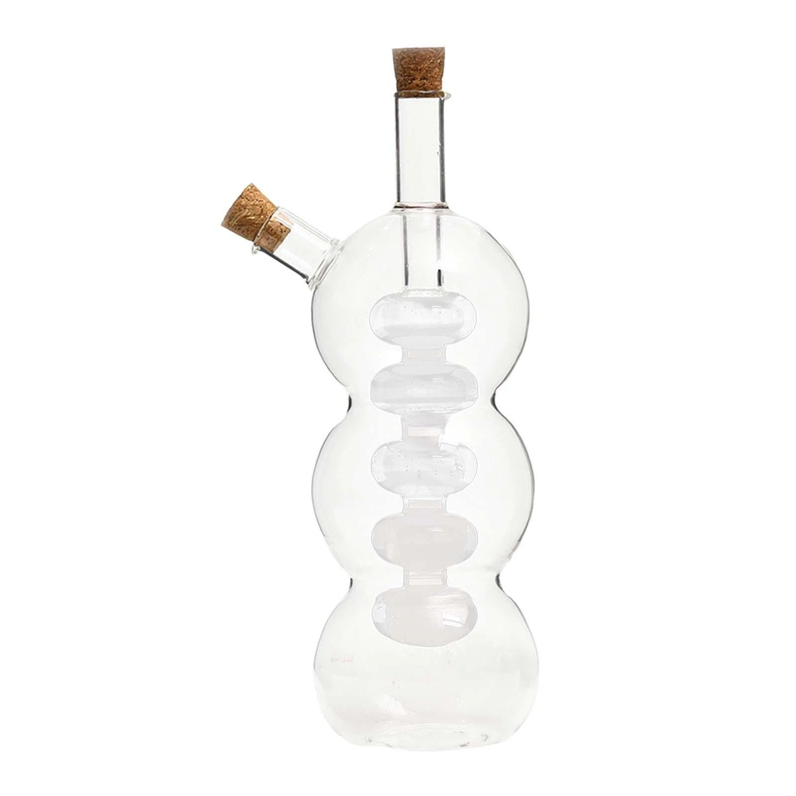 2 in 1 Oil and Vinegar Dispenser Handblown Glass Jar Resistant Double Pourer
