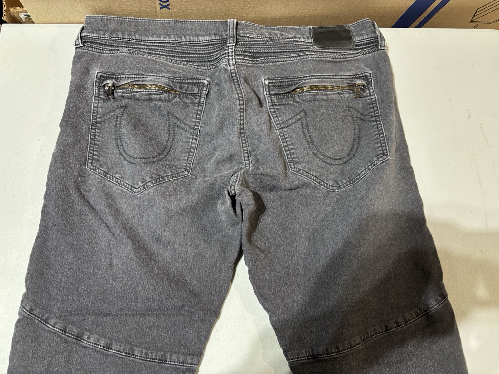 True Religion World Tour Brand Skinny Moto Black Jeans Men's Size 34 thumbnail 3