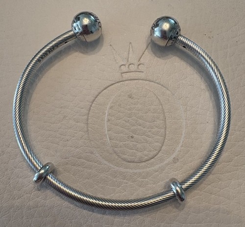Authentic Pandora Moments Snake Chain Style Open Bangle Bracelet Size 2 RARE HTF