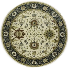 Cream Round Peshawar Rug Osh Chobi Style Floral Oriental Home Carpet 10X10 ft