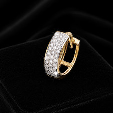 Mens 30 Stone Huggie Hoop Earring 9ct Yellow Gold 375 Hallmarked Brand New Boxed